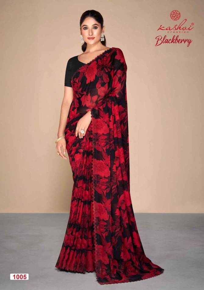 Blackberry By Kashvi Printed Pure Georgette Sarees Wholesale Price In Surat